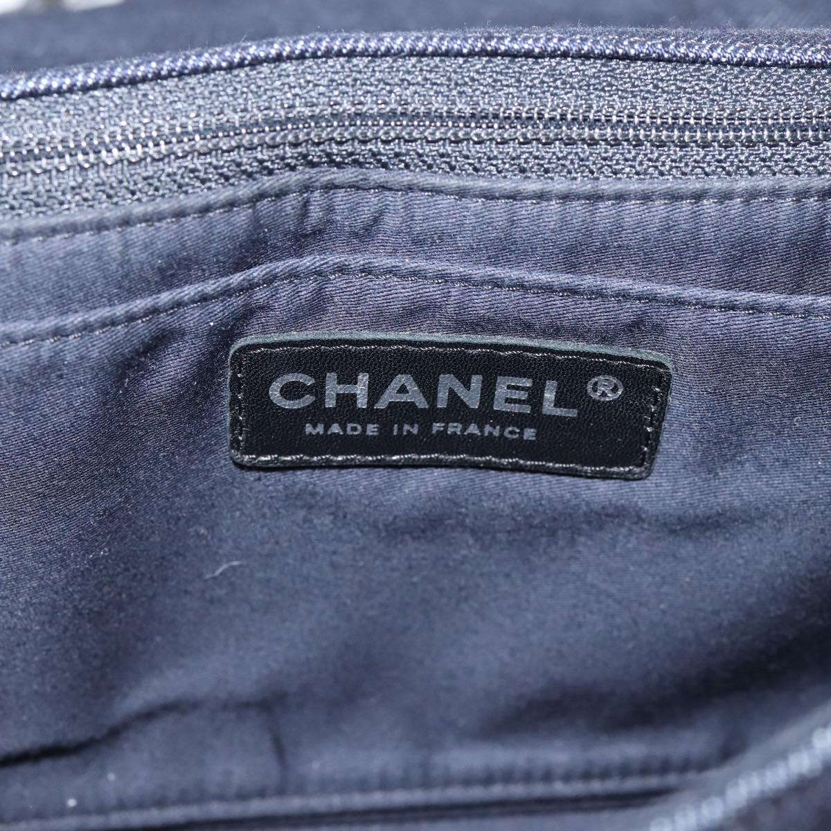 CHANEL Embroidery Chain Shoulder Bag Denim Blue A91102 CC Auth ep16598SM