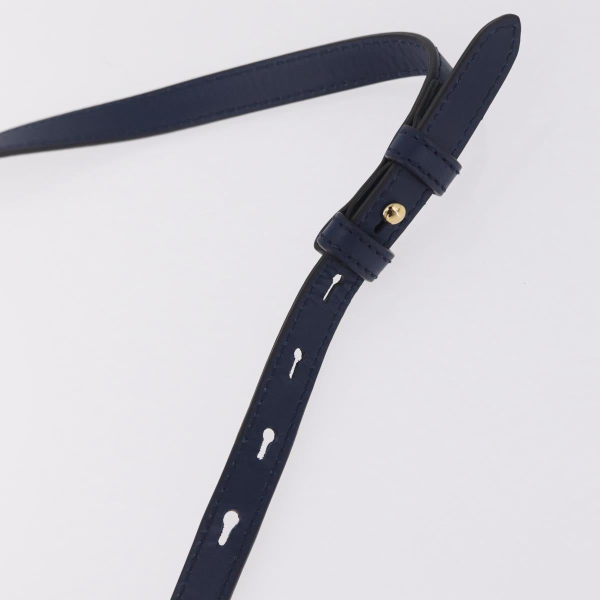 GUCCI Web Sherry Line Silvi Hand Bag Leather 2way Navy Gold 470270 Auth ep16604V