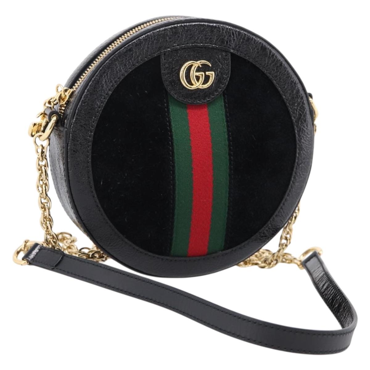 GUCCI Ophdia GG Web Sherry Line Chain Shoulder Bag Suede 550618 Auth ep16605V