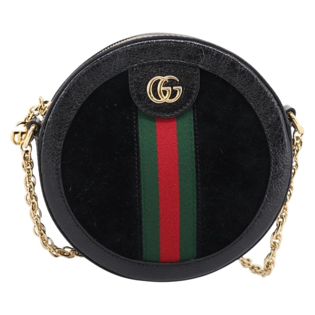 GUCCI Ophdia GG Web Sherry Line Chain Shoulder Bag Suede 550618 Auth ep16605V