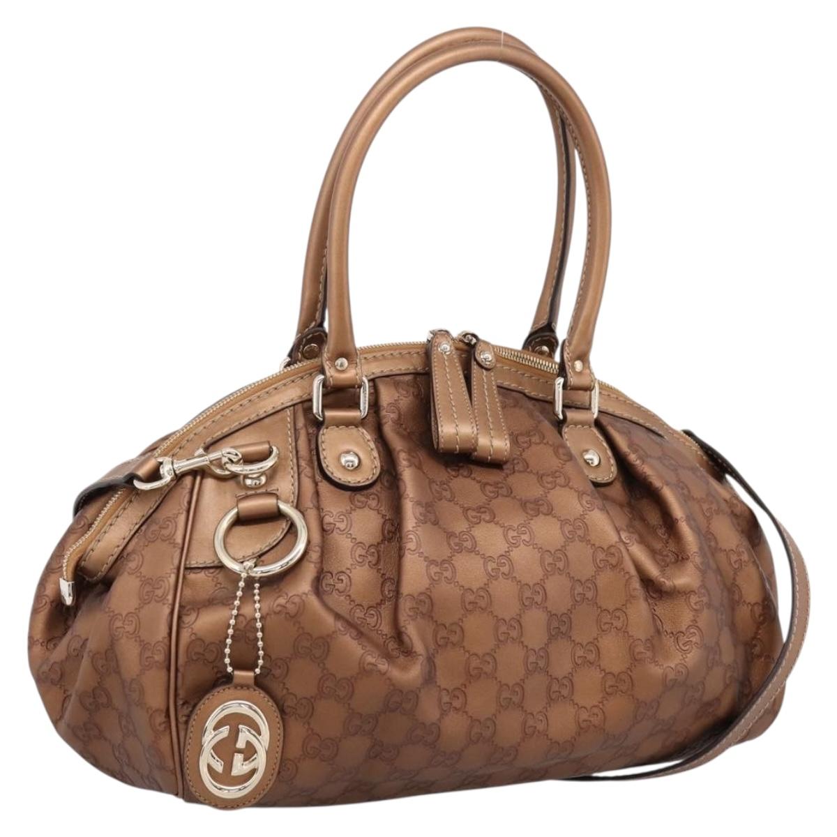 GUCCI GuccissimaGG Sukey Hand Bag Leather 2way Bronze Gold 223974 Auth ep16630V