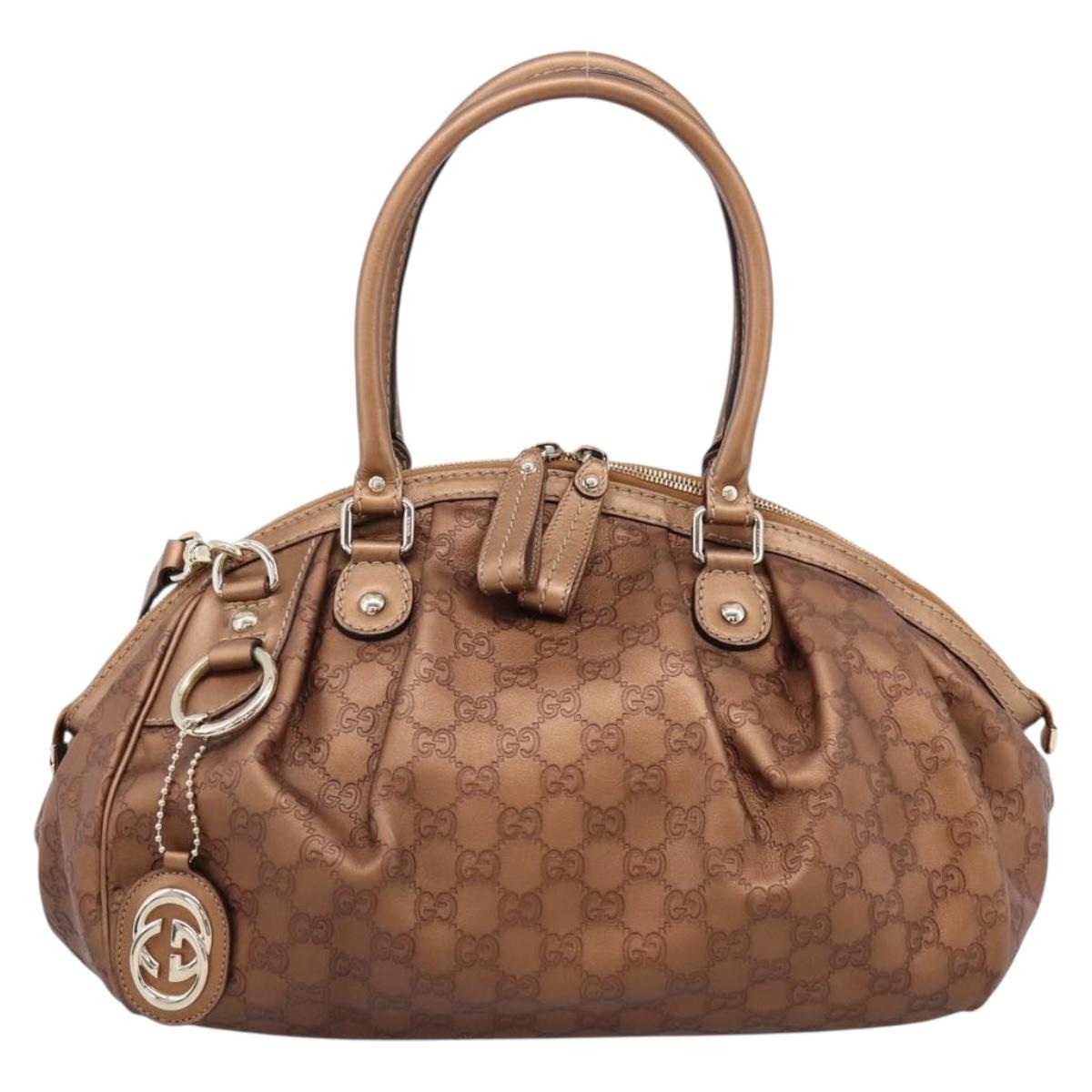 GUCCI GuccissimaGG Sukey Hand Bag Leather 2way Bronze Gold 223974 Auth ep16630V