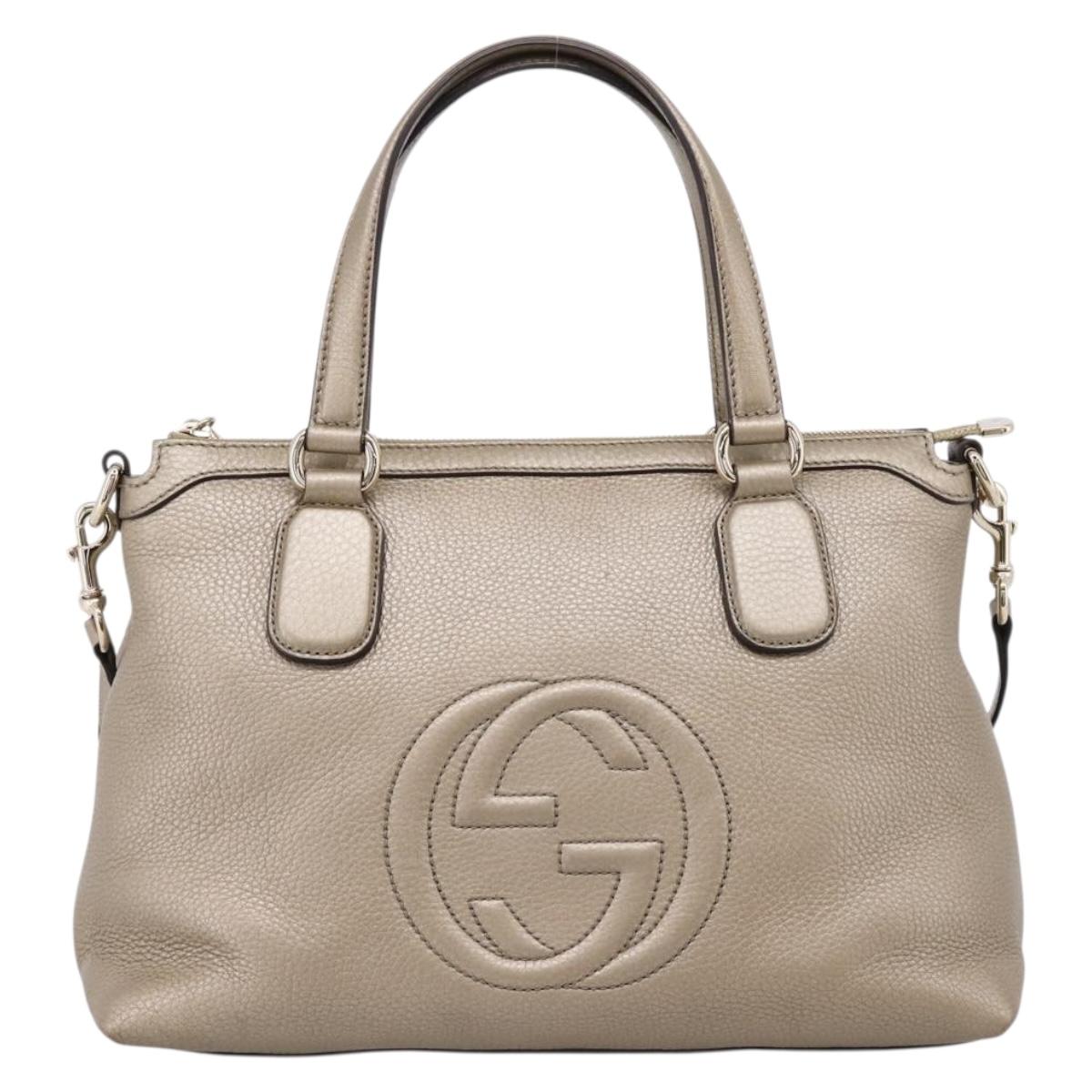 GUCCI Soho Hand Bag Leather 2way Gold 308362 Auth ep16631V