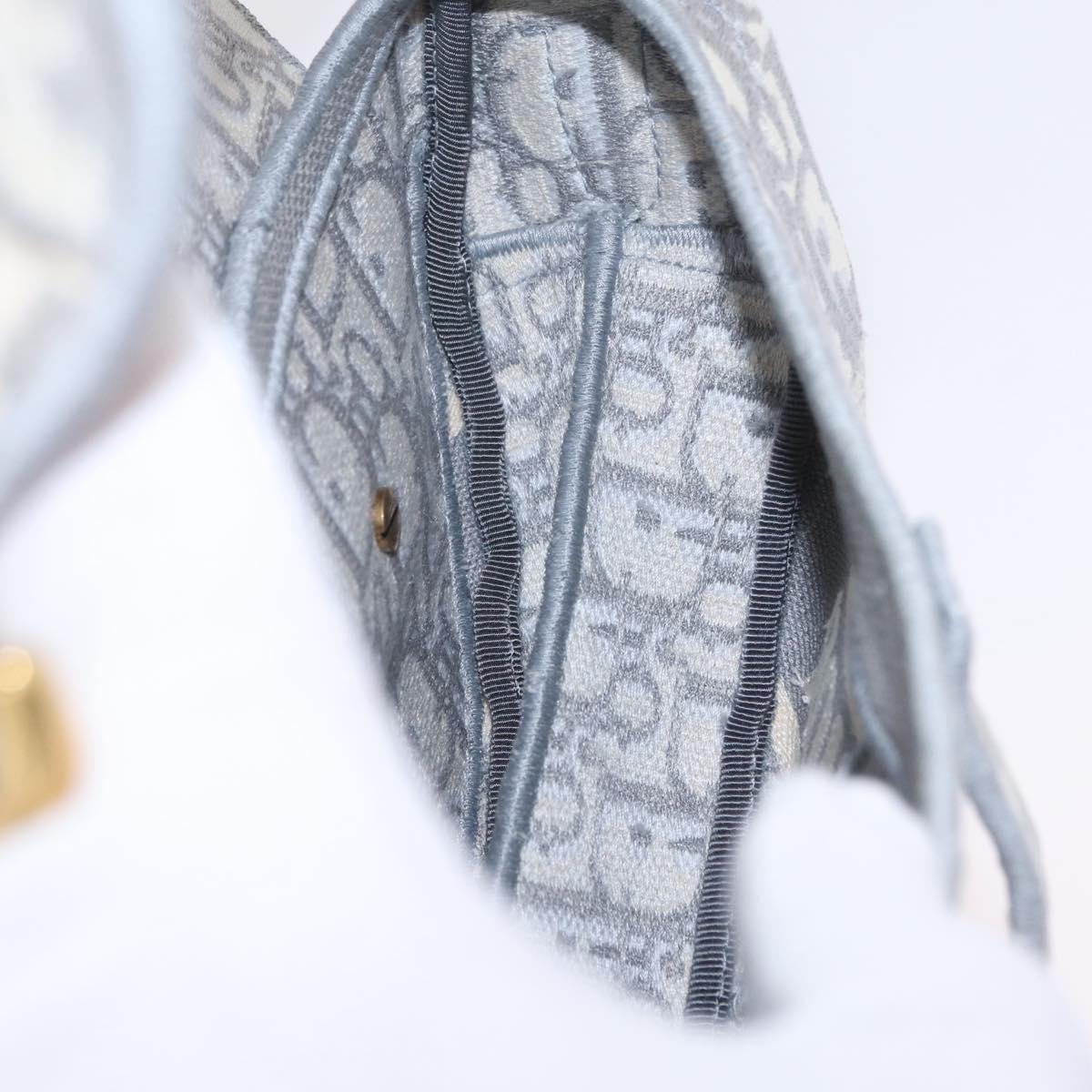 Christian Dior Oblique Saddle Shoulder Bag Canvas Gray Gold Tone Auth ep16633SAM