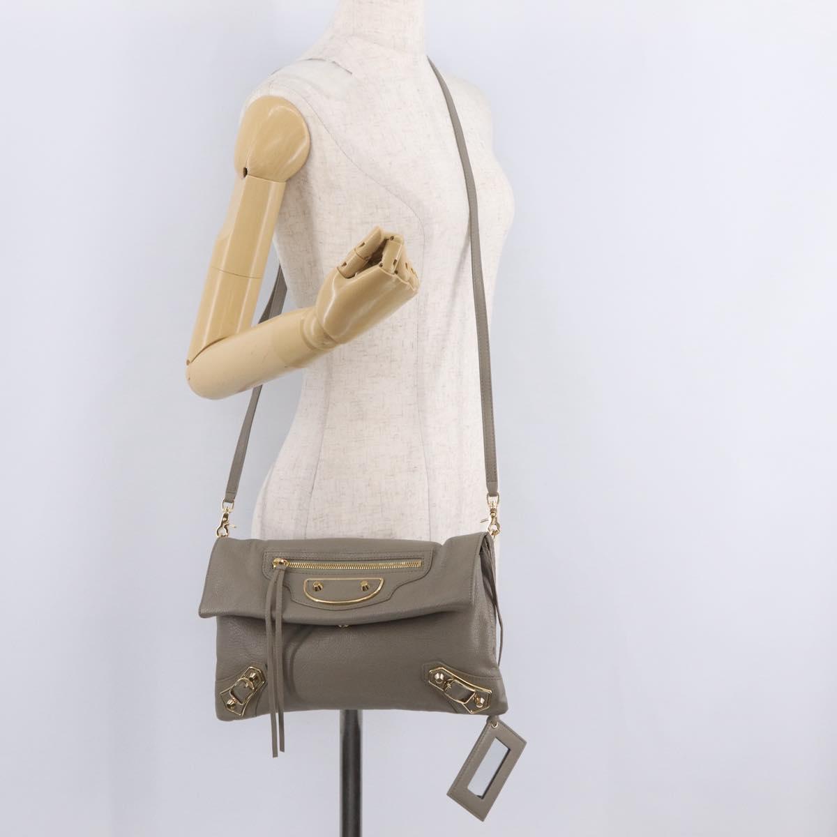Balenciaga Classic Envelope Shoulder Bag Leather Beige Gold 390167 Auth ep16634M