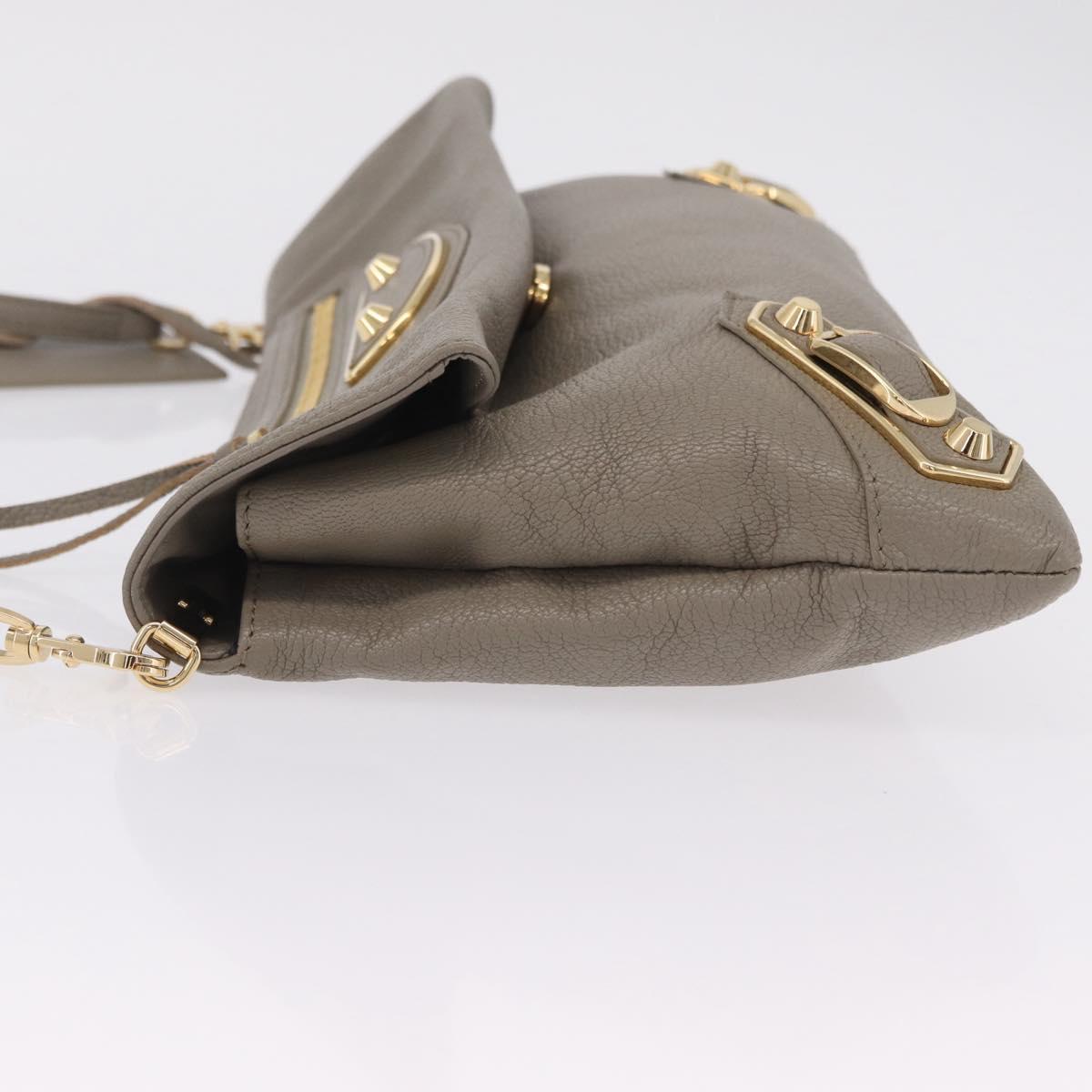 Balenciaga Classic Envelope Shoulder Bag Leather Beige Gold 390167 Auth ep16634M