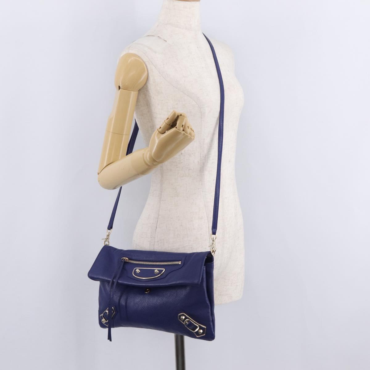 Balenciaga Classic Envelope Shoulder Bag Leather Blue 319376 Auth ep16636M
