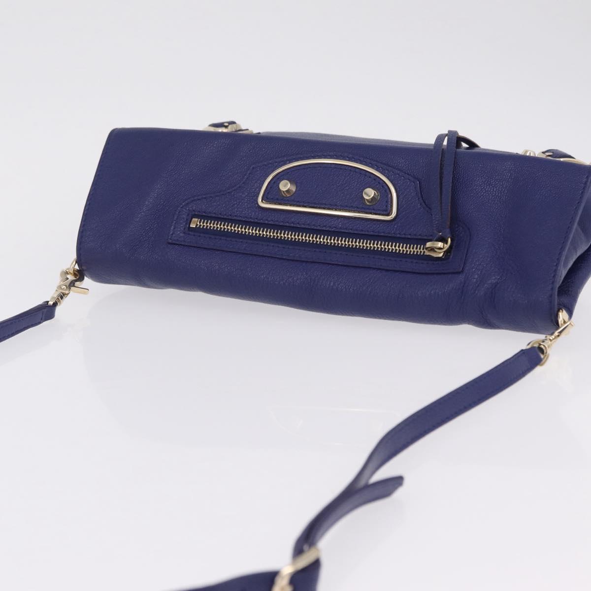 Balenciaga Classic Envelope Shoulder Bag Leather Blue 319376 Auth ep16636M