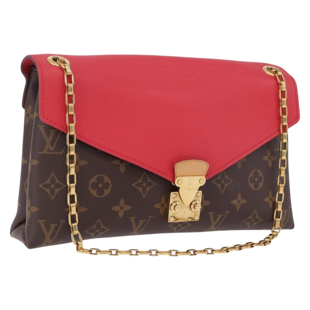 LOUIS VUITTON Monogram Palas Chain Shoulder Bag Red M41201 LV Auth ep16637V