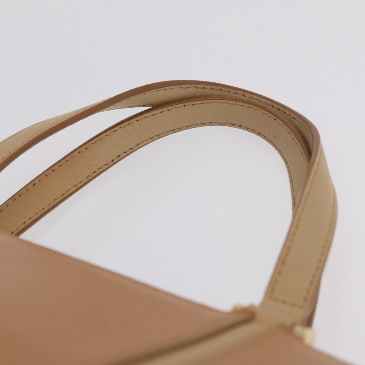 BURBERRY Hand Bag Leather Beige Gold Tone Auth ep16641A