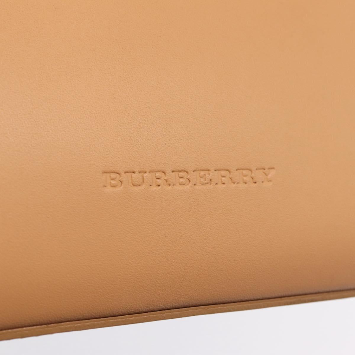 BURBERRY Hand Bag Leather Beige Gold Tone Auth ep16641A