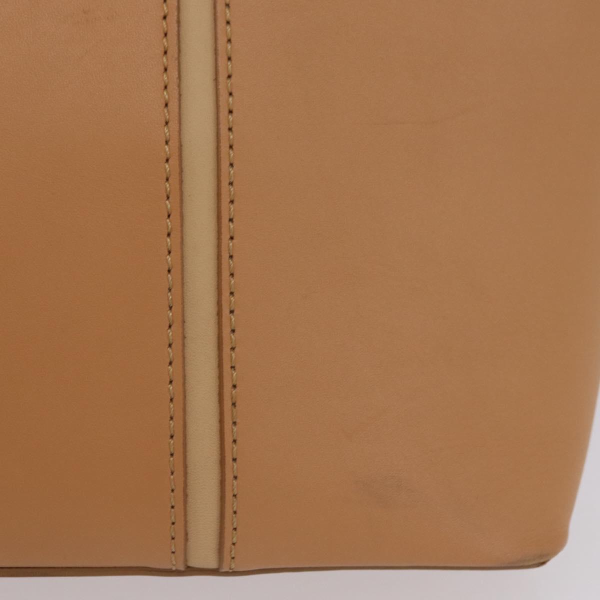 BURBERRY Hand Bag Leather Beige Gold Tone Auth ep16641A