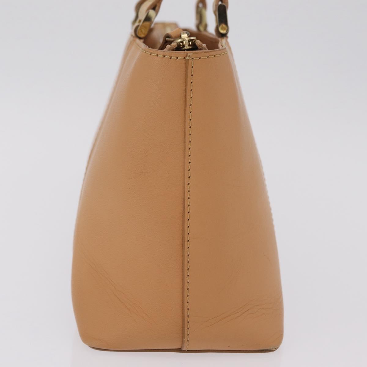 BURBERRY Hand Bag Leather Beige Gold Tone Auth ep16641A