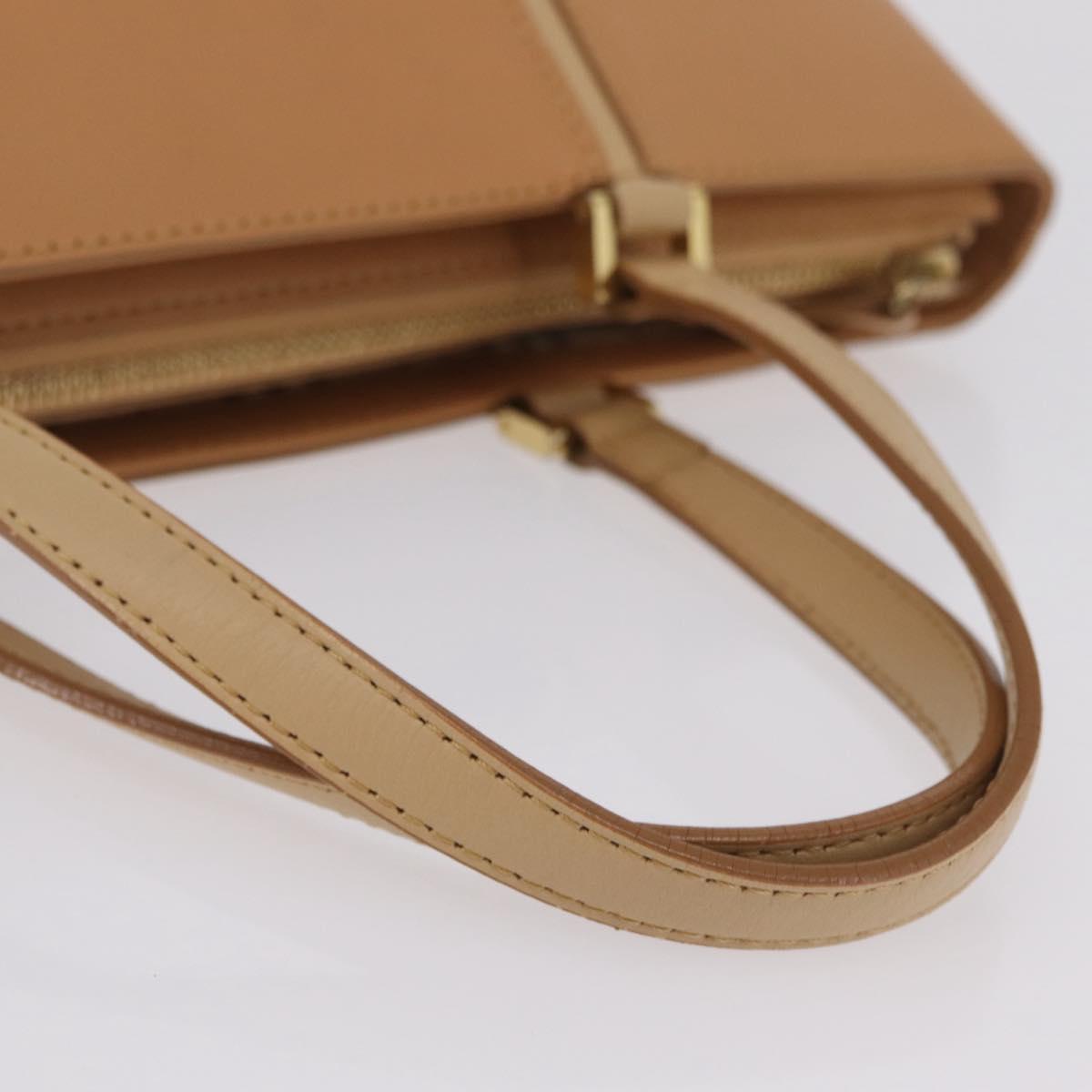BURBERRY Hand Bag Leather Beige Gold Tone Auth ep16641A