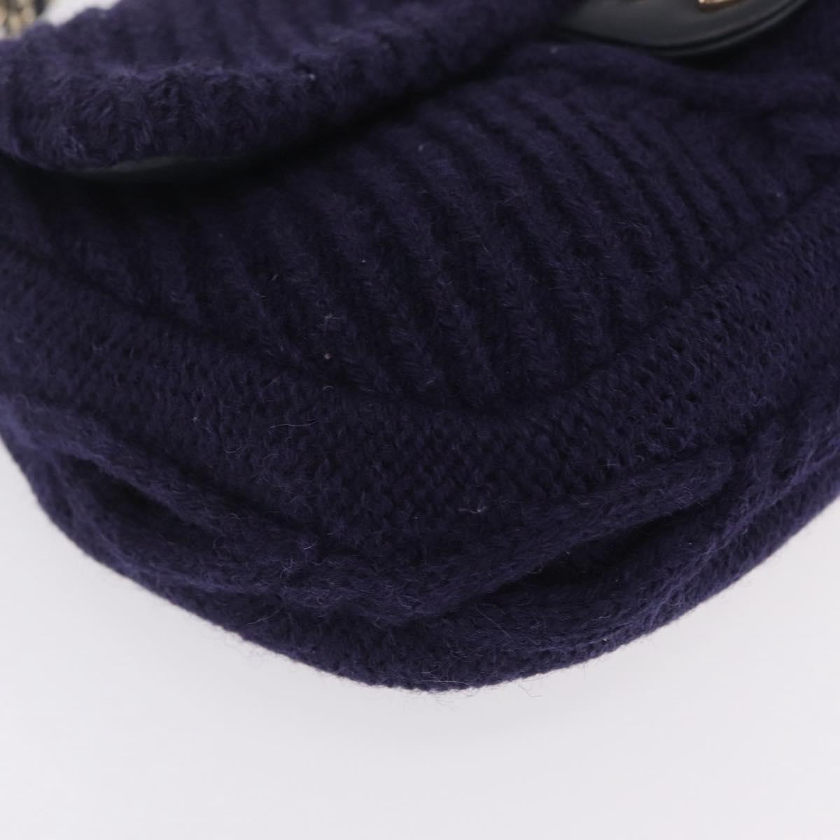 CHANEL Chain Shoulder Bag Knit Purple Gold Tone Paris-Hamburg Auth ep16644SAM