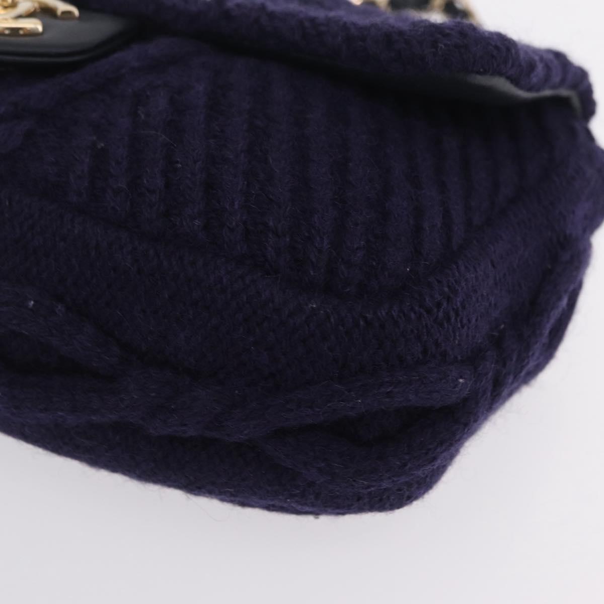 CHANEL Chain Shoulder Bag Knit Purple Gold Tone Paris-Hamburg Auth ep16644SAM