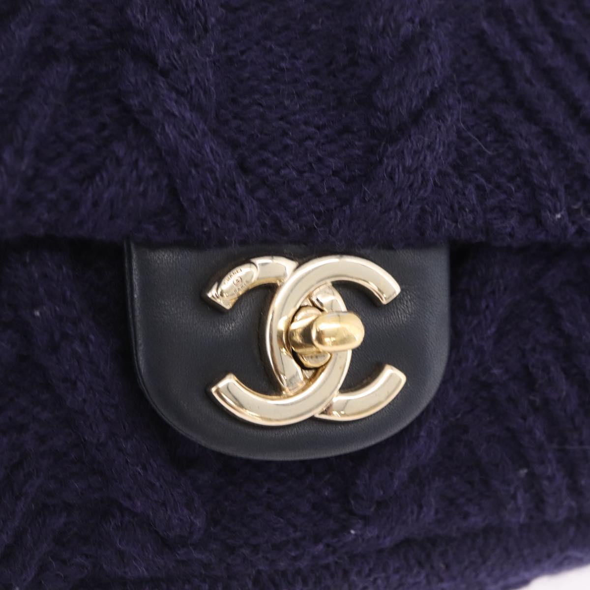 CHANEL Chain Shoulder Bag Knit Purple Gold Tone Paris-Hamburg Auth ep16644SAM