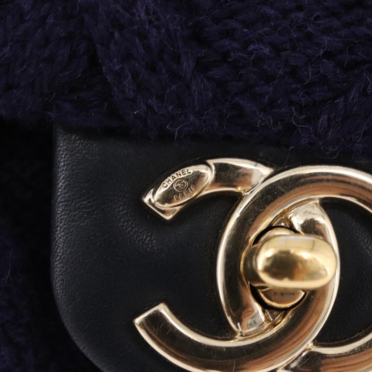 CHANEL Chain Shoulder Bag Knit Purple Gold Tone Paris-Hamburg Auth ep16644SAM