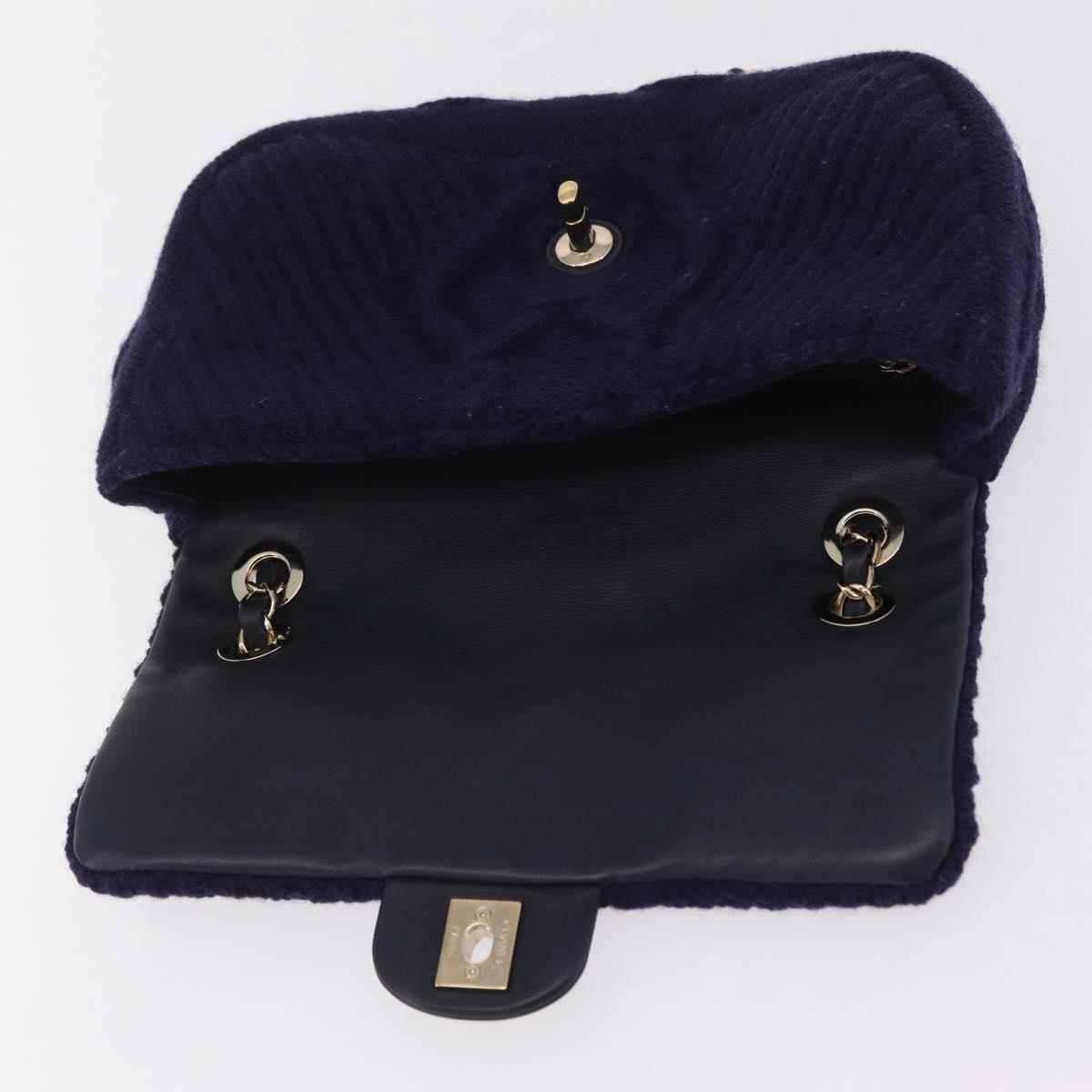 CHANEL Chain Shoulder Bag Knit Purple Gold Tone Paris-Hamburg Auth ep16644SAM