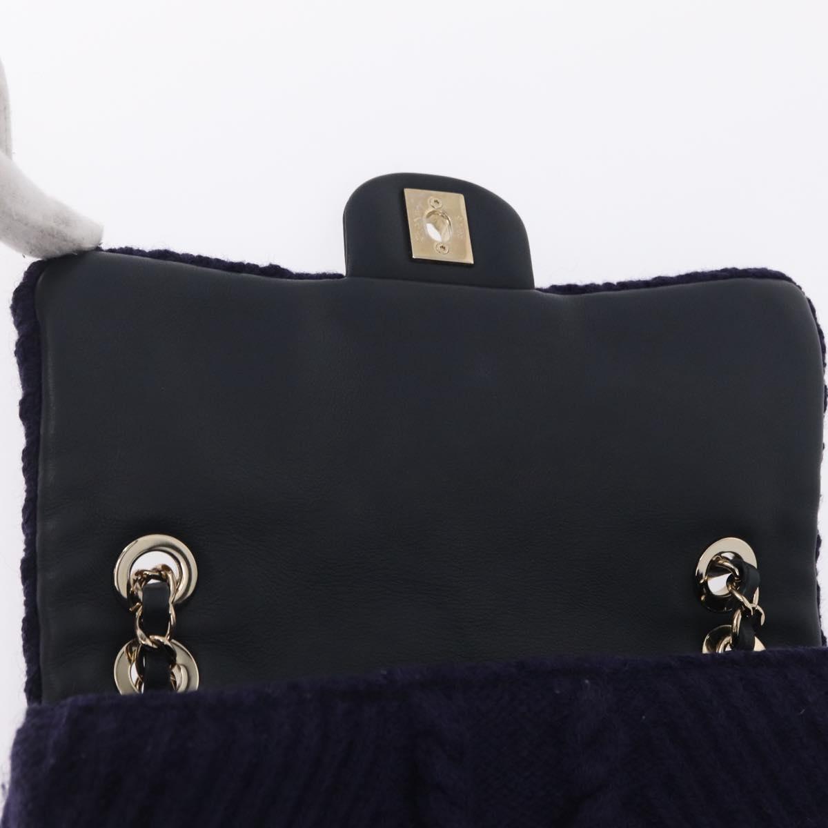 CHANEL Chain Shoulder Bag Knit Purple Gold Tone Paris-Hamburg Auth ep16644SAM