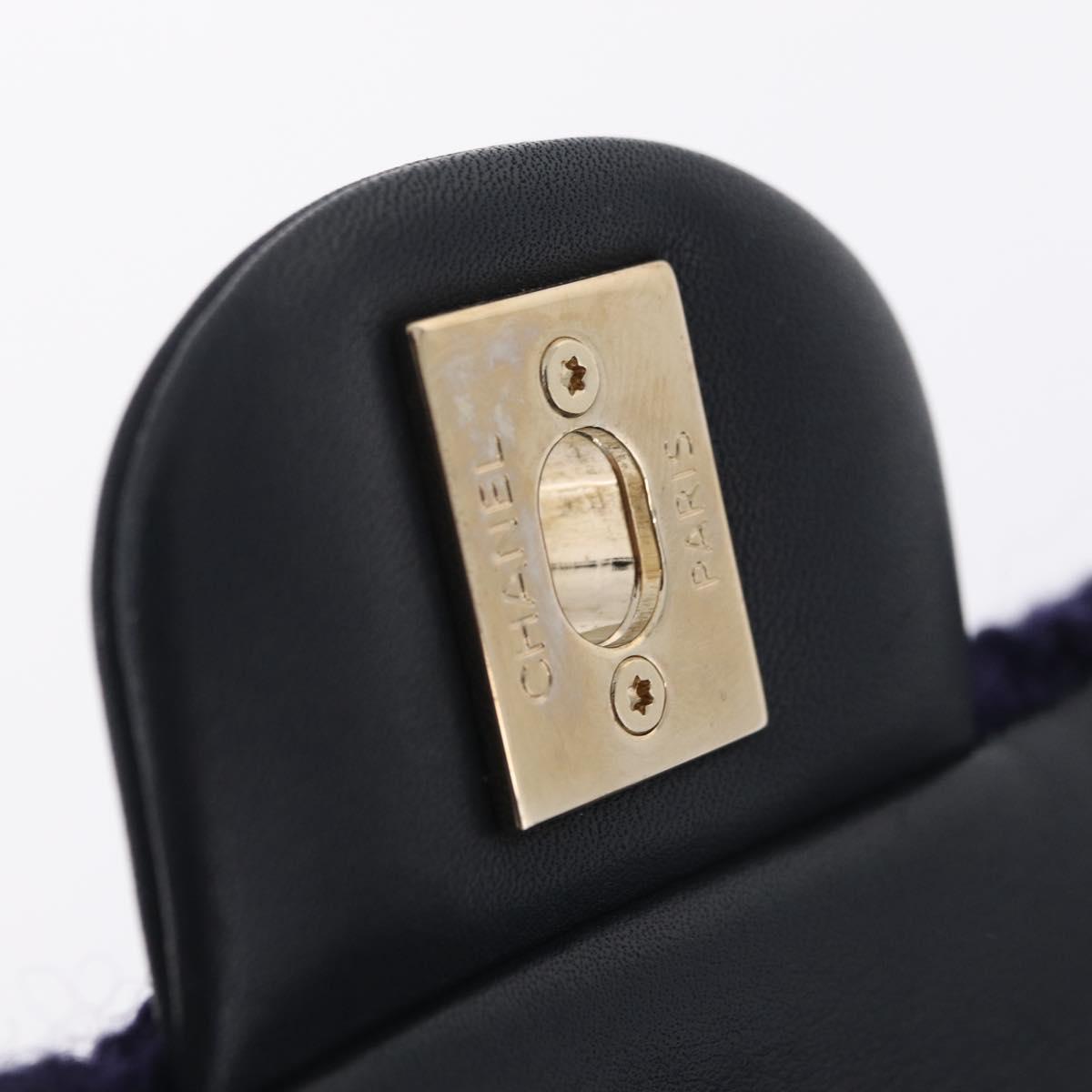 CHANEL Chain Shoulder Bag Knit Purple Gold Tone Paris-Hamburg Auth ep16644SAM