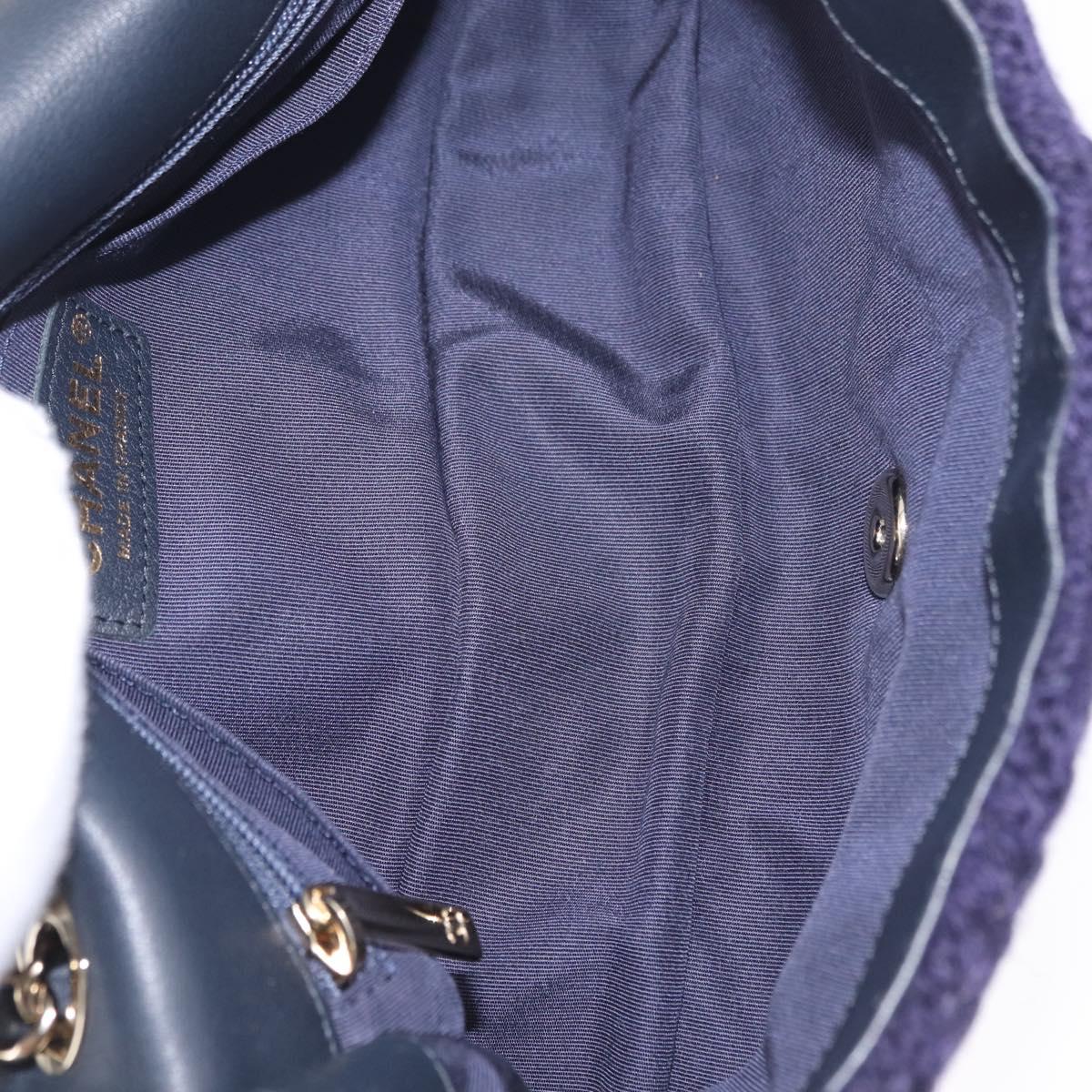 CHANEL Chain Shoulder Bag Knit Purple Gold Tone Paris-Hamburg Auth ep16644SAM