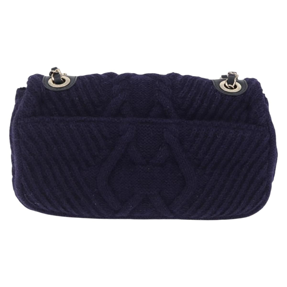 CHANEL Chain Shoulder Bag Knit Purple Gold Tone Paris-Hamburg Auth ep16644SAM
