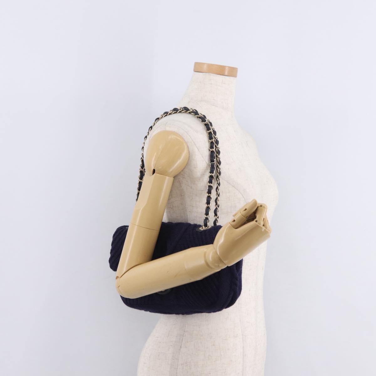CHANEL Chain Shoulder Bag Knit Purple Gold Tone Paris-Hamburg Auth ep16644SAM