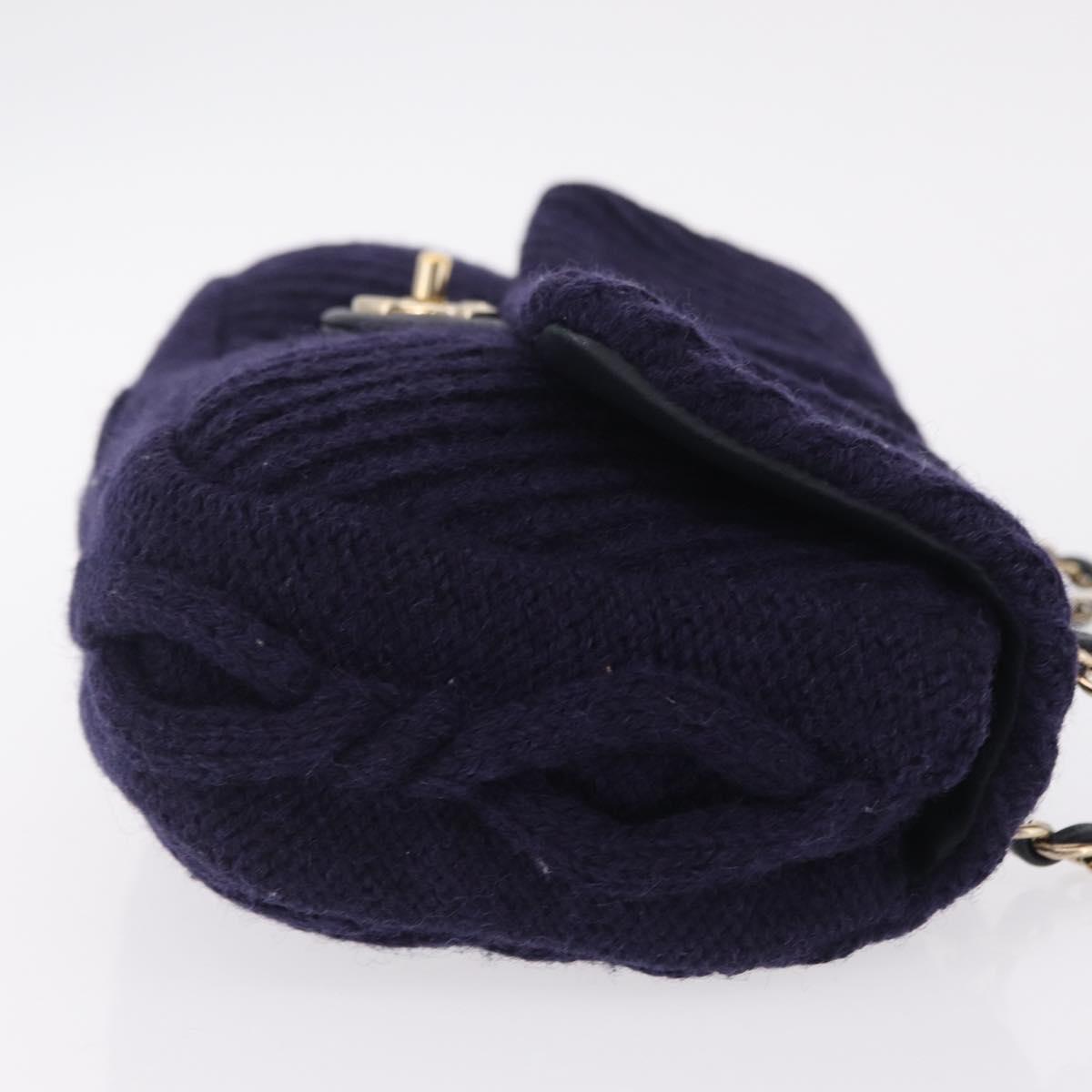 CHANEL Chain Shoulder Bag Knit Purple Gold Tone Paris-Hamburg Auth ep16644SAM