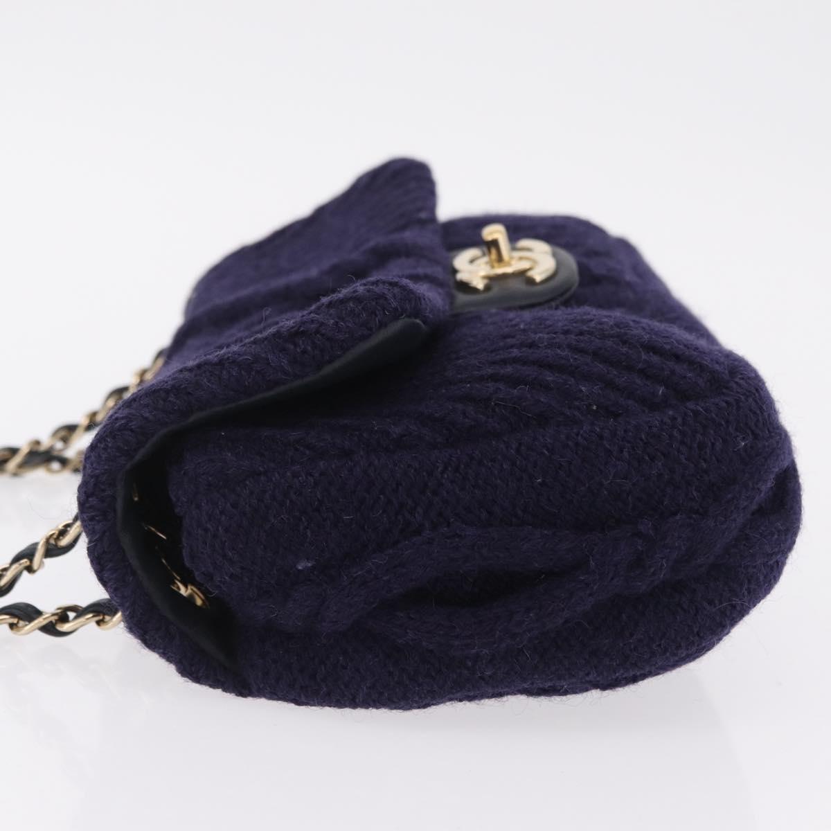 CHANEL Chain Shoulder Bag Knit Purple Gold Tone Paris-Hamburg Auth ep16644SAM