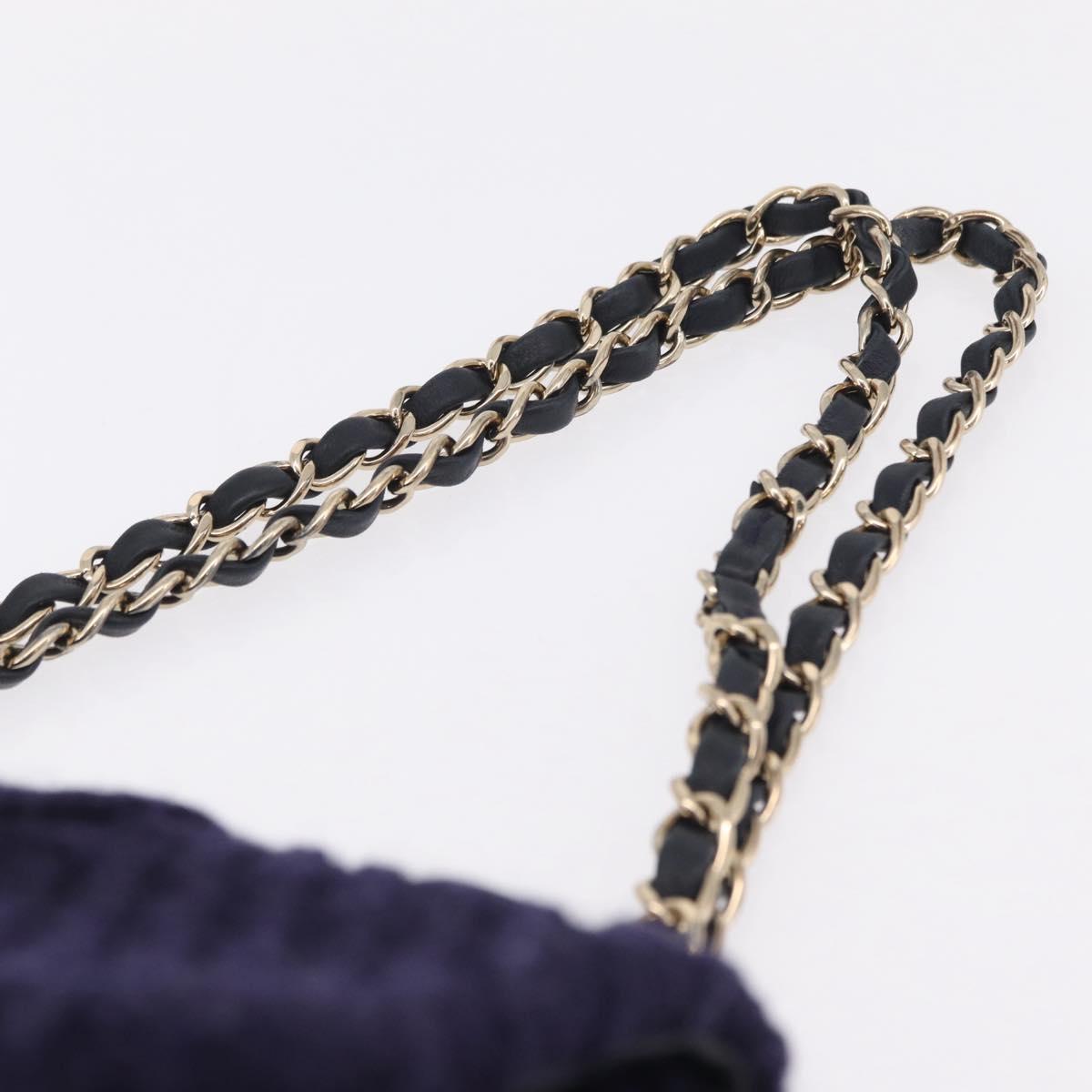 CHANEL Chain Shoulder Bag Knit Purple Gold Tone Paris-Hamburg Auth ep16644SAM