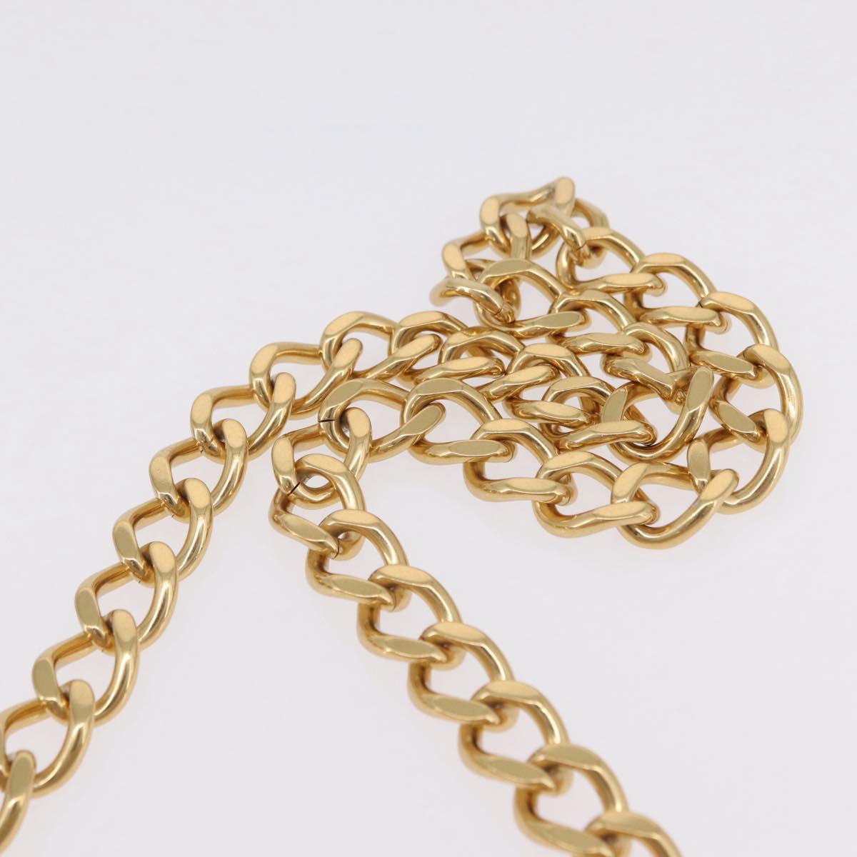 CELINE Chain Shoulder Bag Leather Beige Gold Tone Auth ep16645M