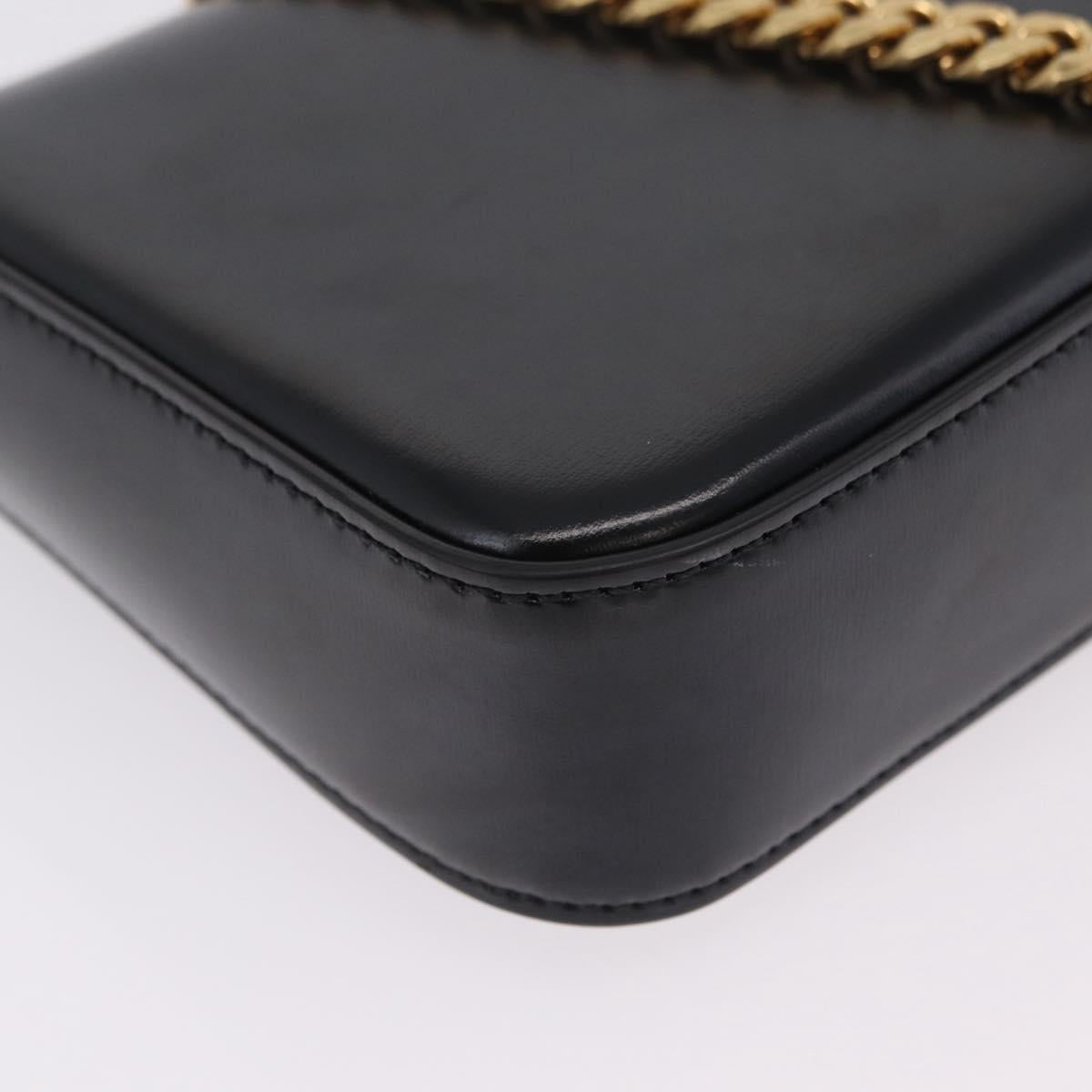 CELINE Triomphe Chain Shoulder Bag Leather Black Gold Tone Auth ep16652M