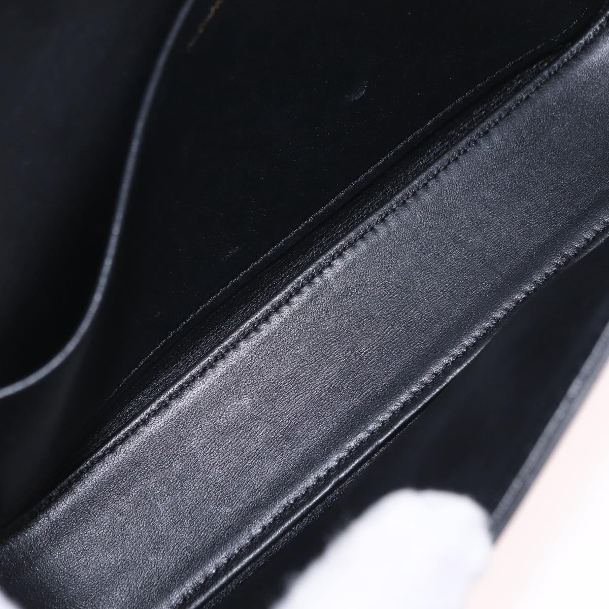 CELINE Triomphe Chain Shoulder Bag Leather Black Gold Tone Auth ep16652M