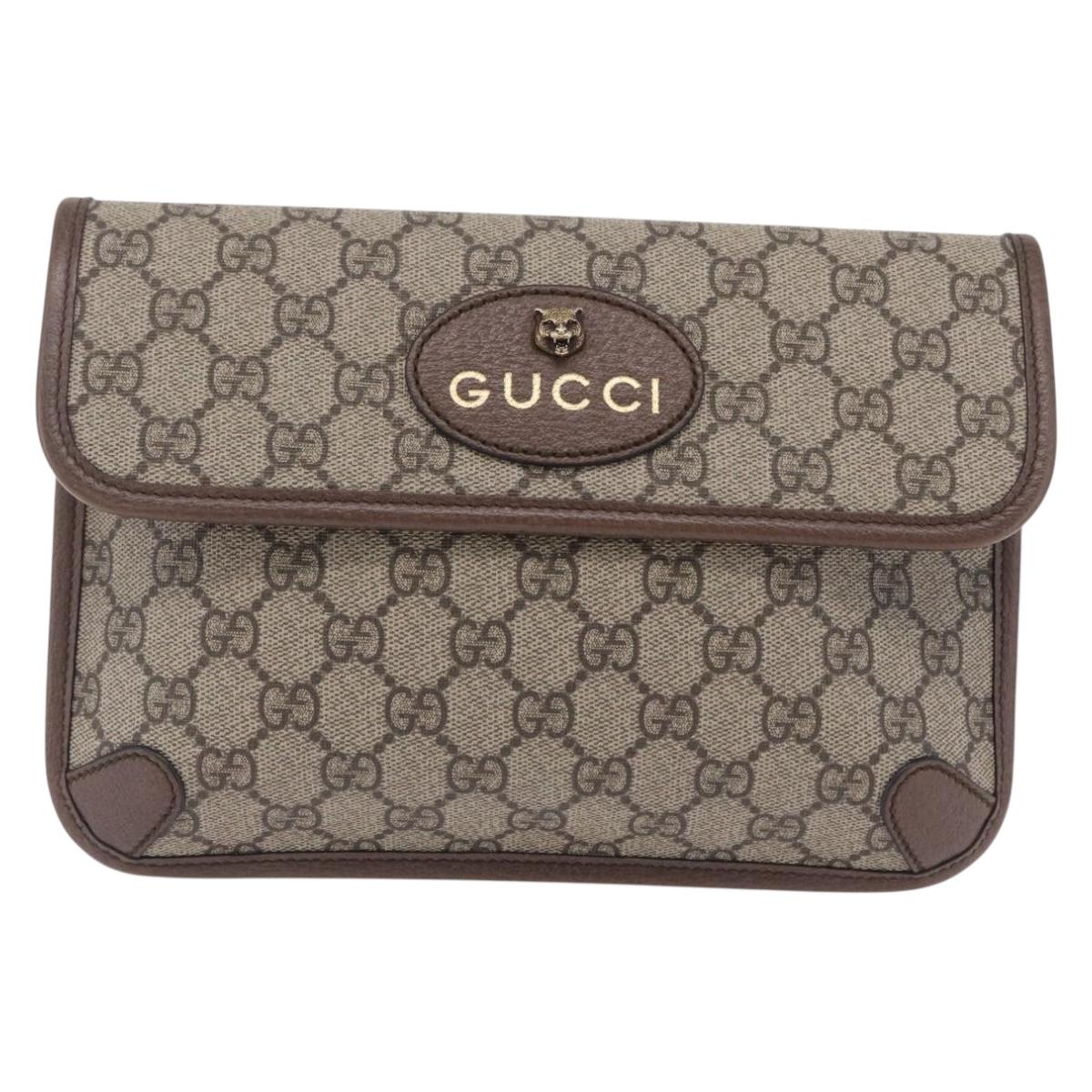GUCCI GG Supreme Web Sherry Line Shoulder Bag PVC Beige 493930 Auth ep16657V