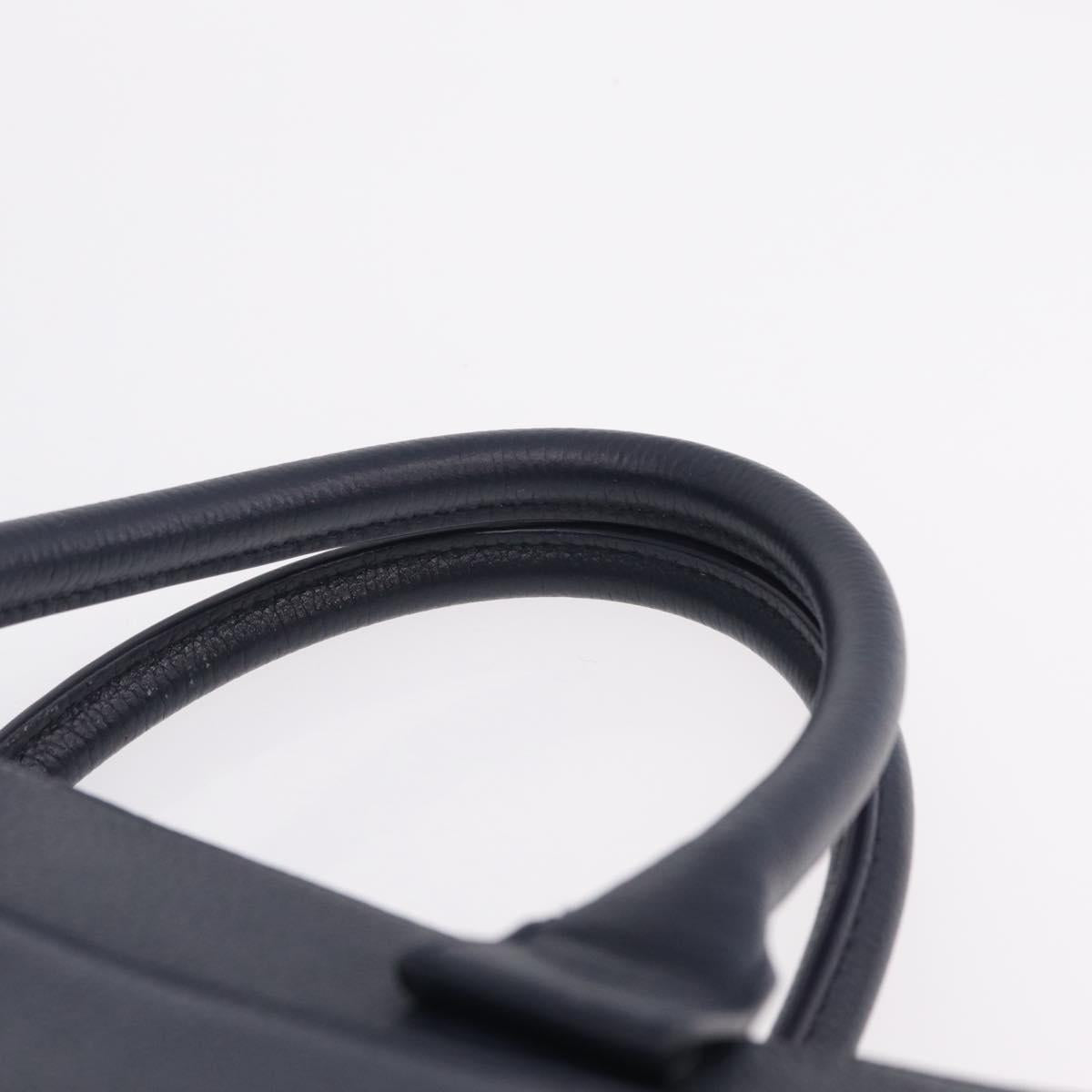 CHANEL Neo Executive Hand Bag Leather 2way Navy Silver CC Auth ep16658SAM