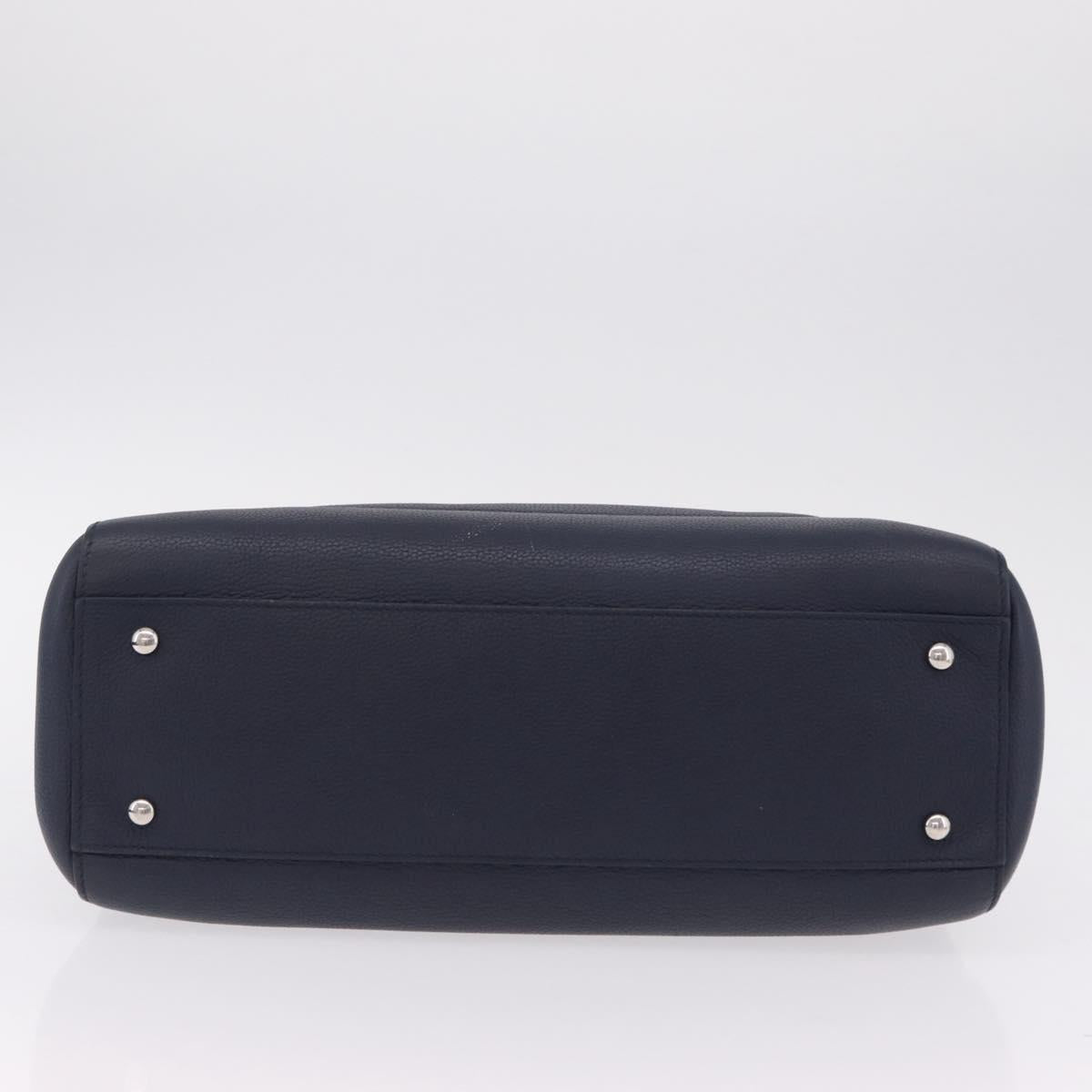 CHANEL Neo Executive Hand Bag Leather 2way Navy Silver CC Auth ep16658SAM