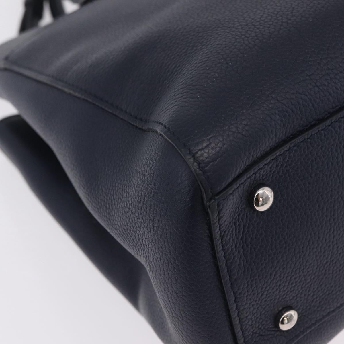 CHANEL Neo Executive Hand Bag Leather 2way Navy Silver CC Auth ep16658SAM