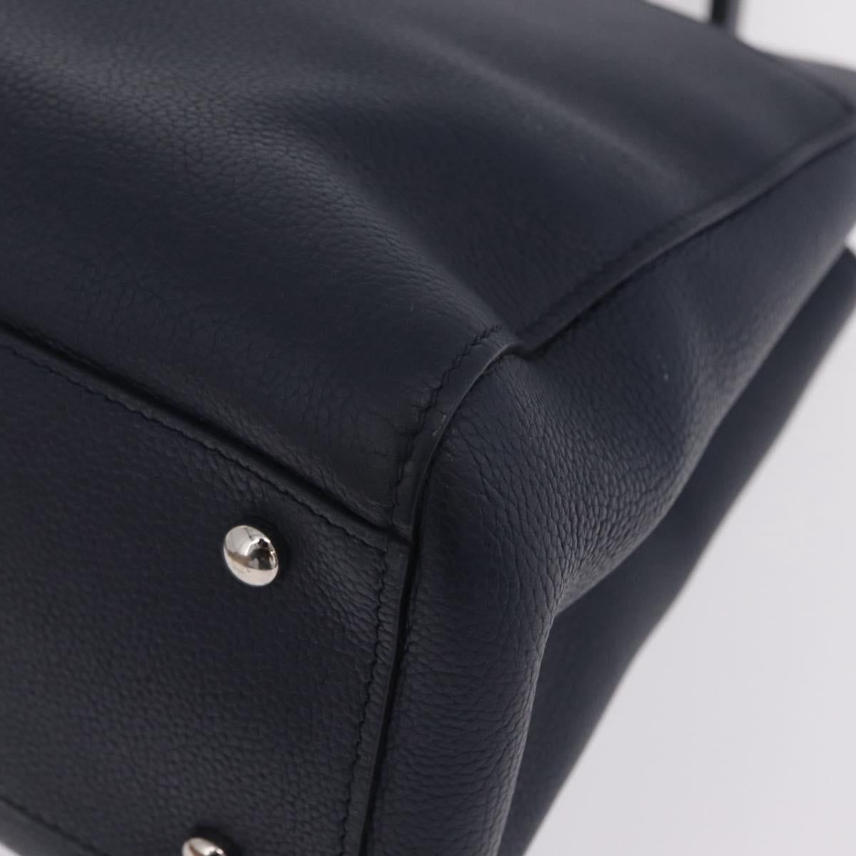 CHANEL Neo Executive Hand Bag Leather 2way Navy Silver CC Auth ep16658SAM
