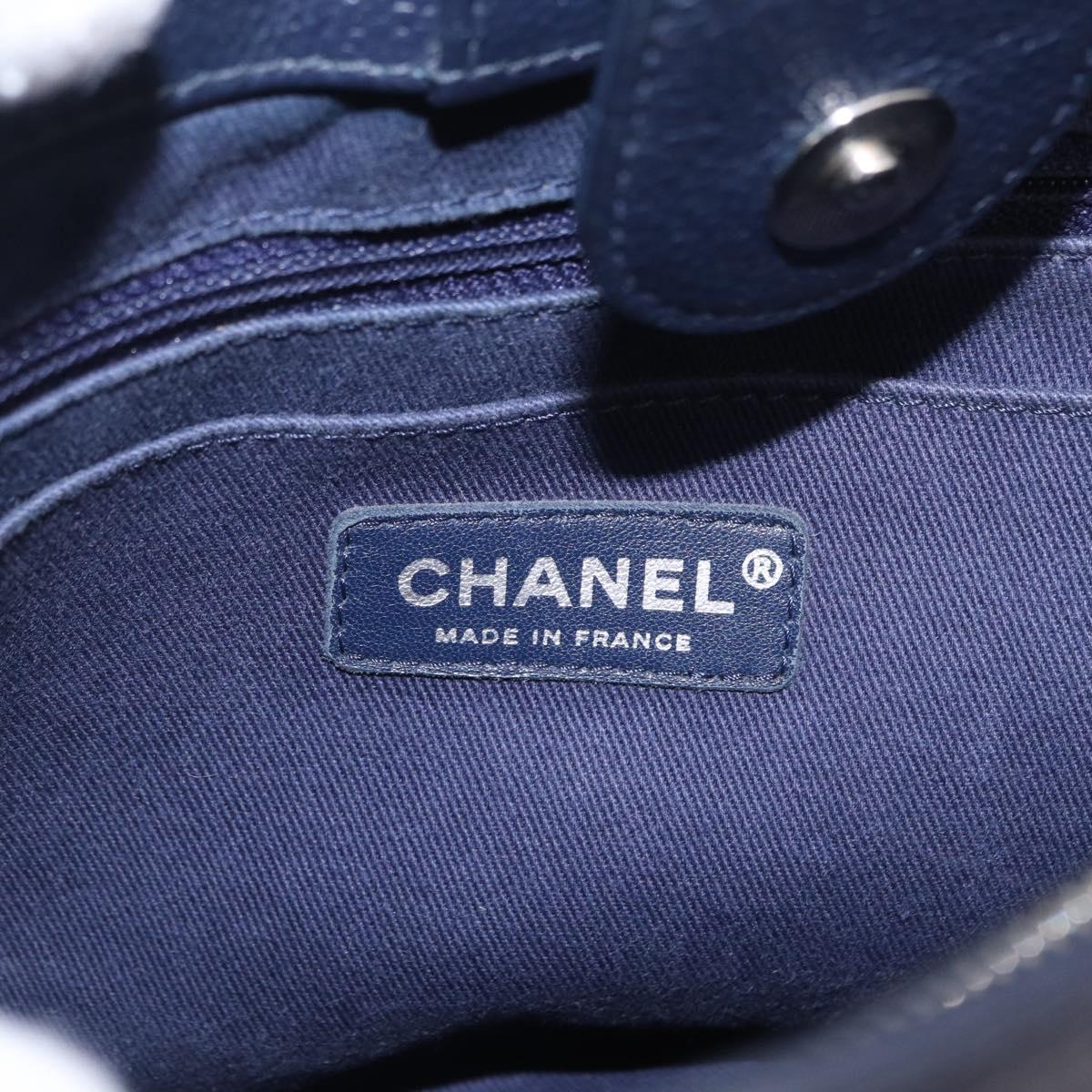 CHANEL Neo Executive Hand Bag Leather 2way Navy Silver CC Auth ep16658SAM