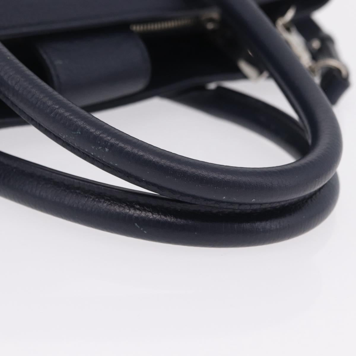 CHANEL Neo Executive Hand Bag Leather 2way Navy Silver CC Auth ep16658SAM