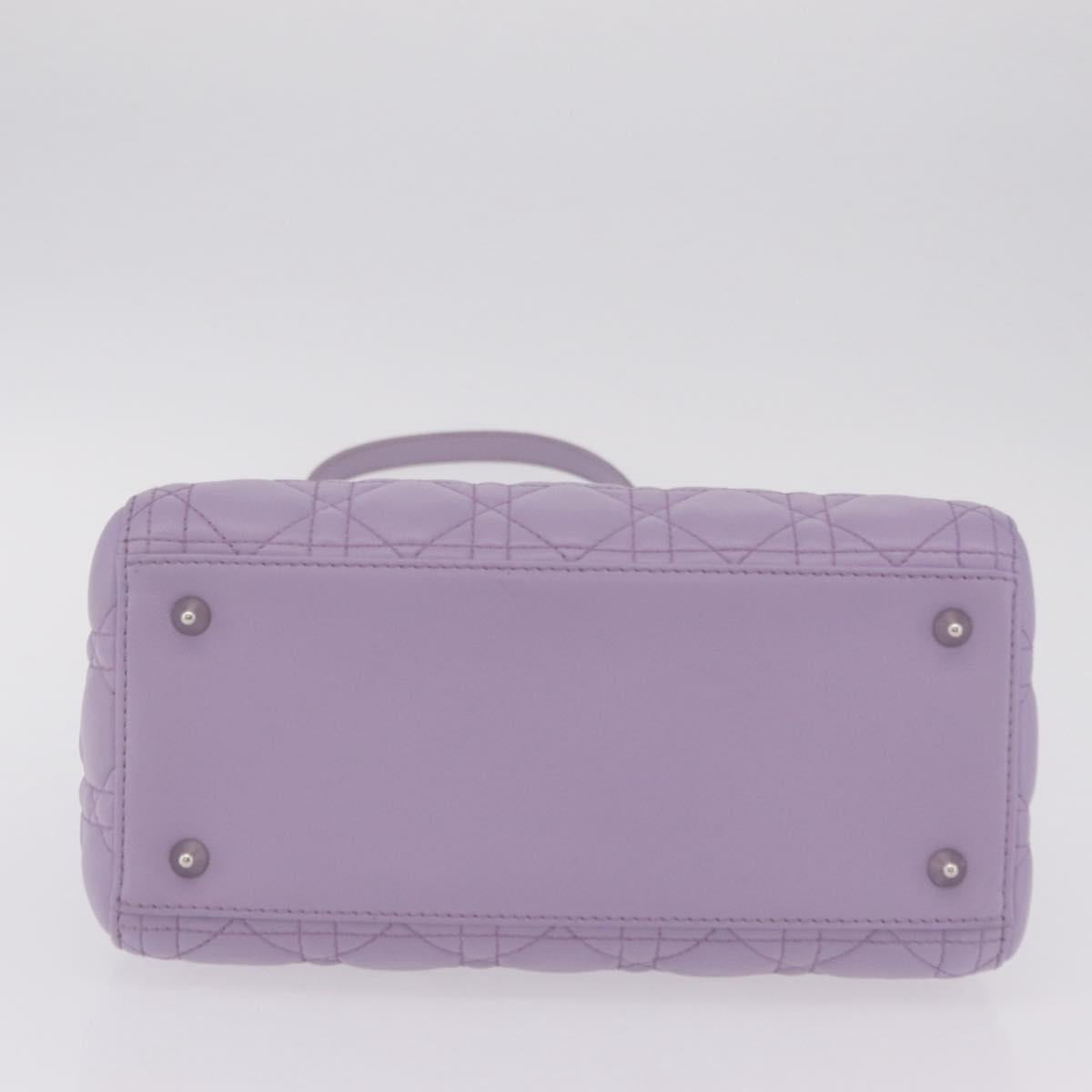 Christian Dior Lady Dior Canage Hand Bag Lamb Skin 2way Purple Auth ep16659SAM