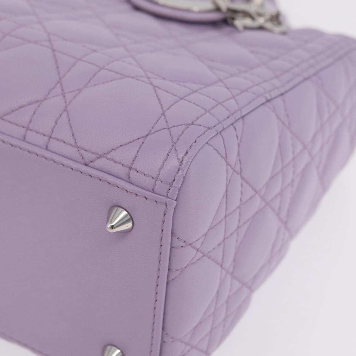 Christian Dior Lady Dior Canage Hand Bag Lamb Skin 2way Purple Auth ep16659SAM
