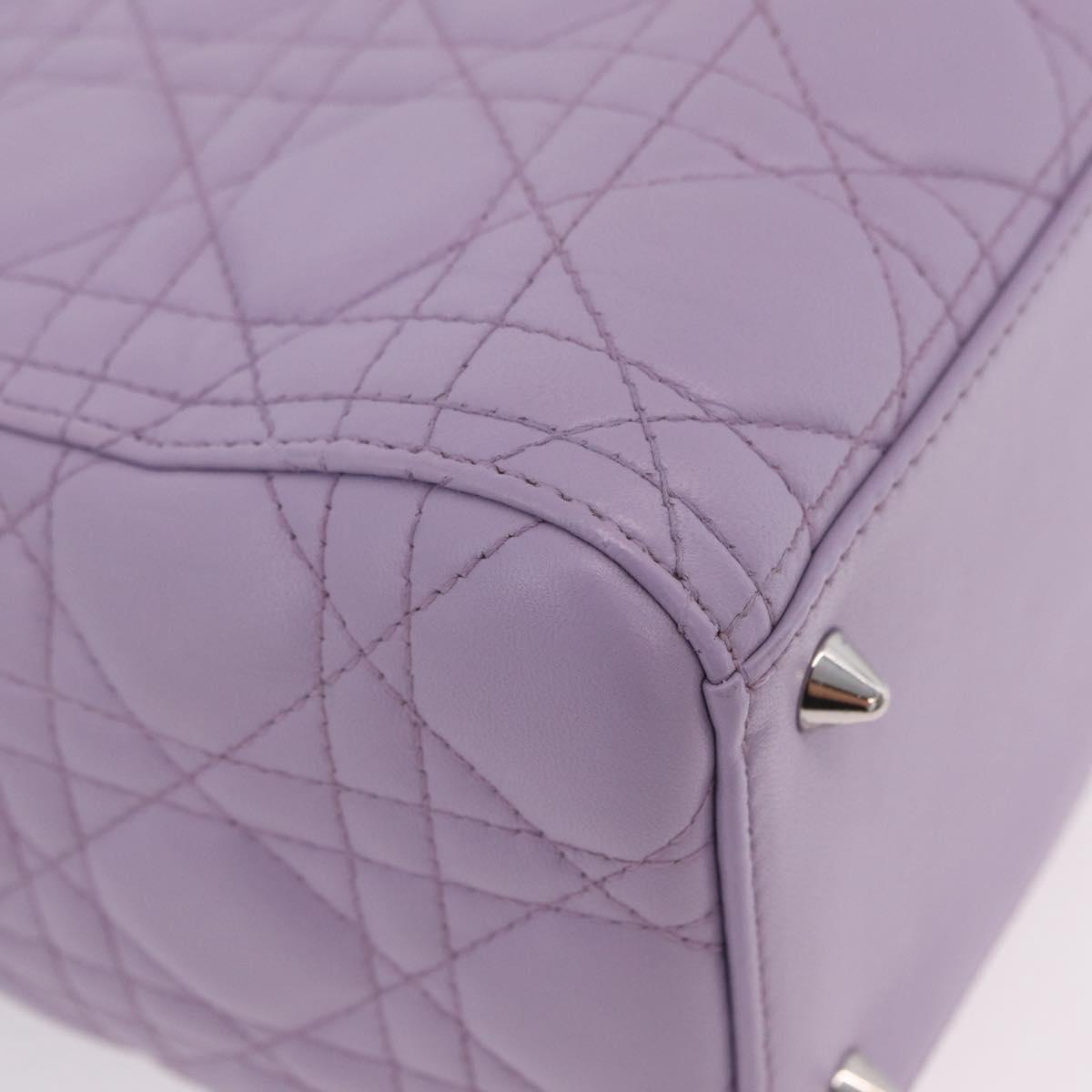Christian Dior Lady Dior Canage Hand Bag Lamb Skin 2way Purple Auth ep16659SAM