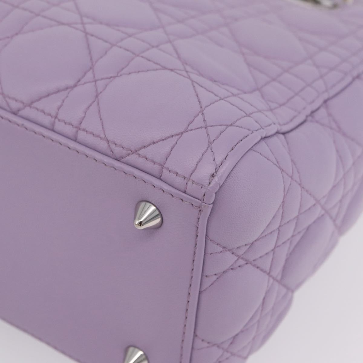 Christian Dior Lady Dior Canage Hand Bag Lamb Skin 2way Purple Auth ep16659SAM