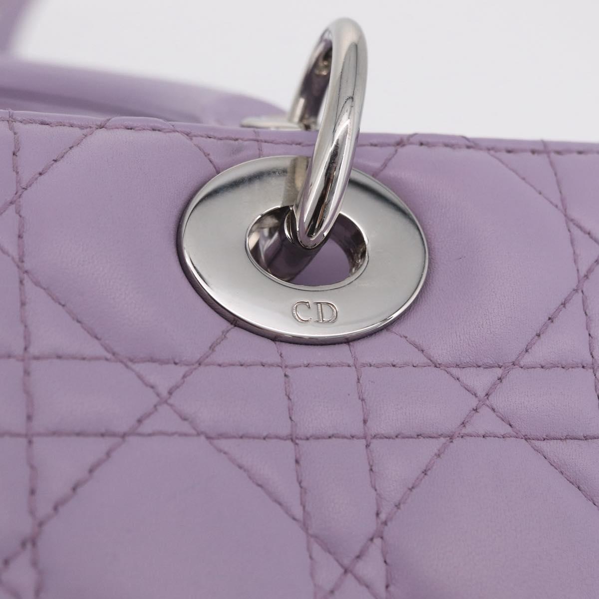 Christian Dior Lady Dior Canage Hand Bag Lamb Skin 2way Purple Auth ep16659SAM