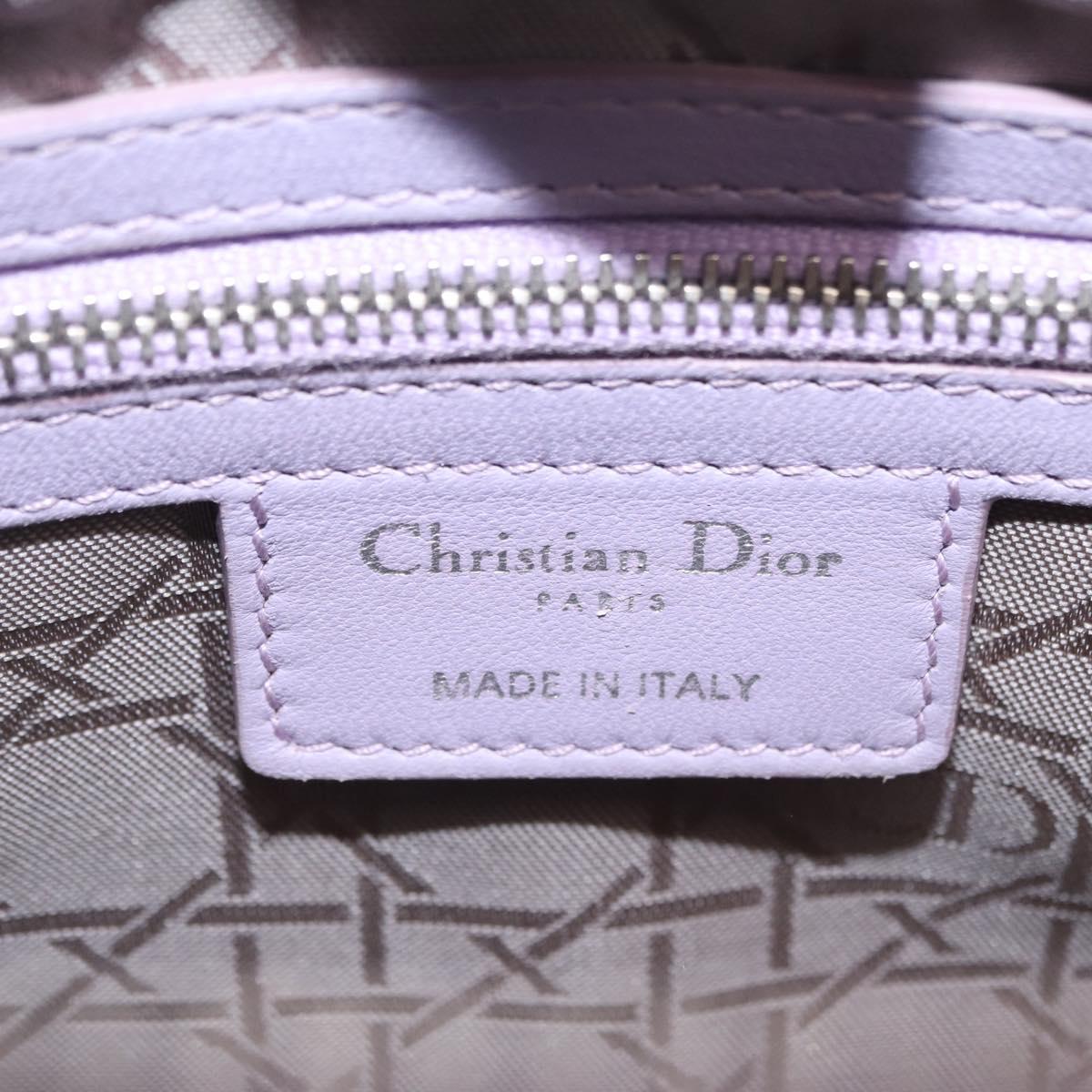 Christian Dior Lady Dior Canage Hand Bag Lamb Skin 2way Purple Auth ep16659SAM