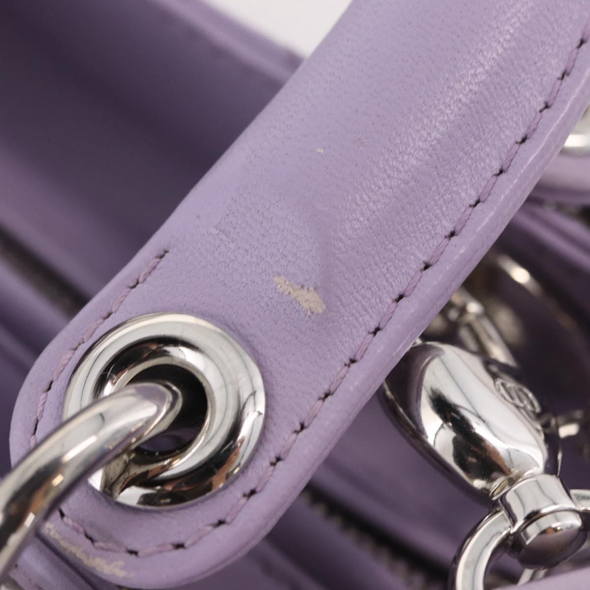 Christian Dior Lady Dior Canage Hand Bag Lamb Skin 2way Purple Auth ep16659SAM