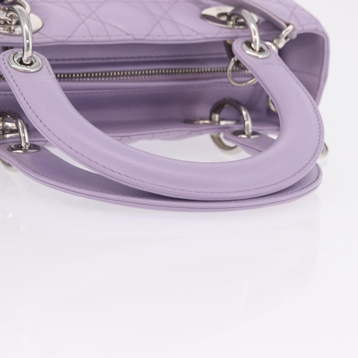 Christian Dior Lady Dior Canage Hand Bag Lamb Skin 2way Purple Auth ep16659SAM