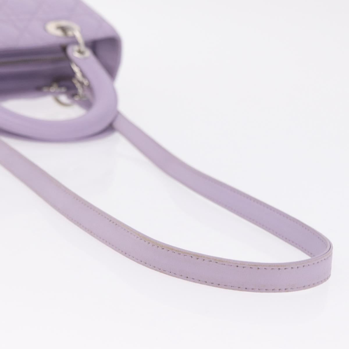 Christian Dior Lady Dior Canage Hand Bag Lamb Skin 2way Purple Auth ep16659SAM